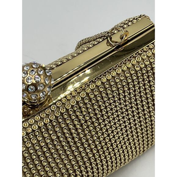 Whiting & Davis Gold Crystal Ball Metal Mesh Evening Clutch Bag Purse - Picture 12 of 16